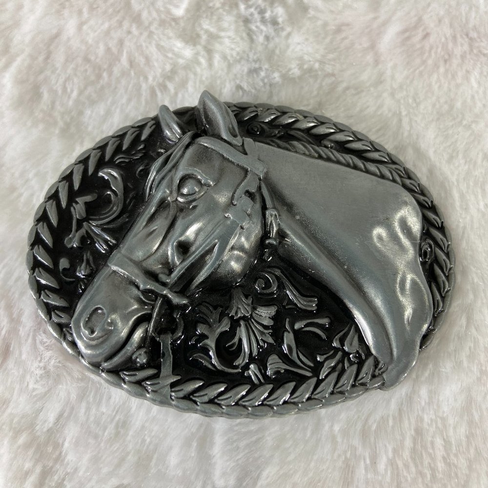 Vintage embossed Horse western cowboy belt buckle